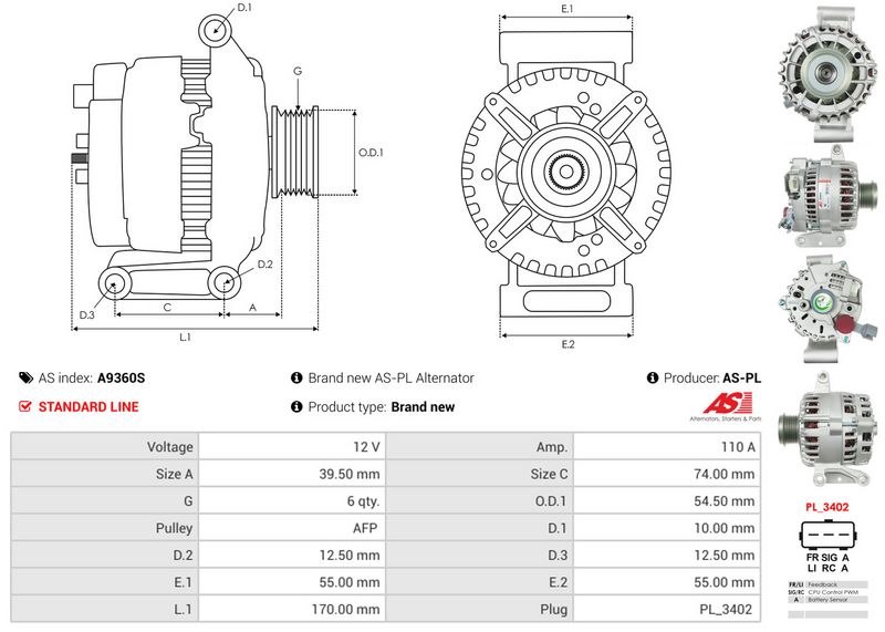 AS-PL A9360S Alternator