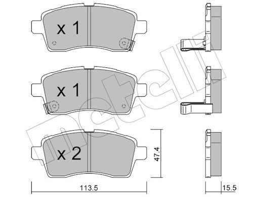 METELLI 22-1162-0 Stabdžių trinkelių rinkinys, diskinis stabdys