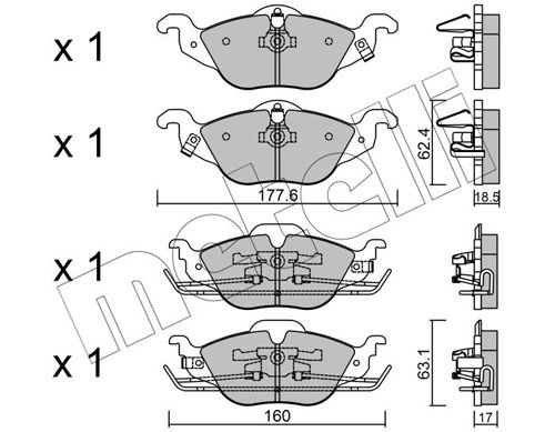 METELLI fékbetétkészlet, tárcsafék 22-0257-0