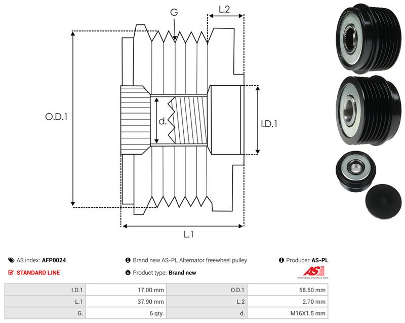 AS-PL AFP0024 Alternator Freewheel Clutch
