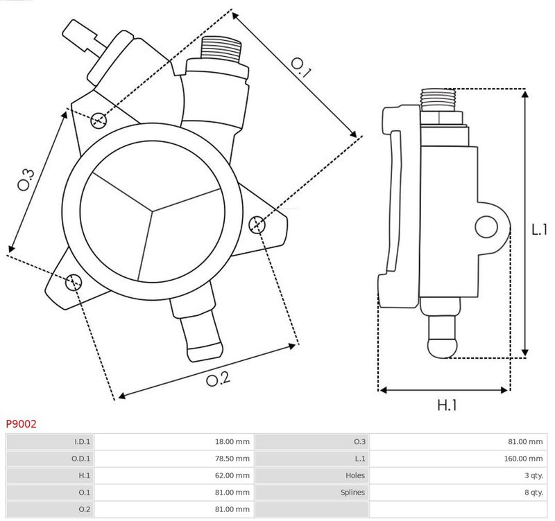 Вакумний насос MD do JA1518, A9001, Hyndai, Kia AS-PL P9002