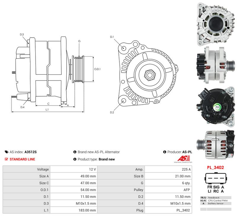 Generaator, AS-PL A3512S