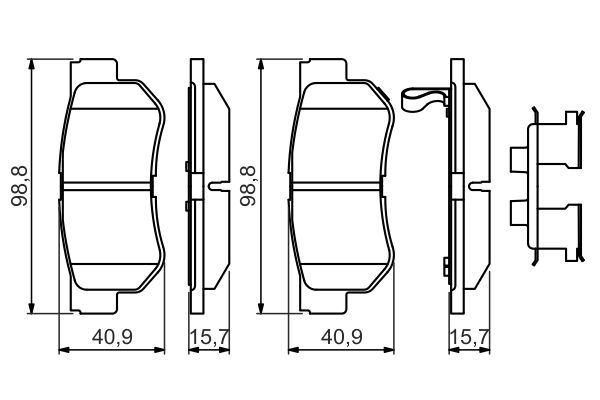 BOSCH HYUNDAI Колодки тормозные задние с пластинами для установки ELANTRA IV, SANTA FE II, KIA