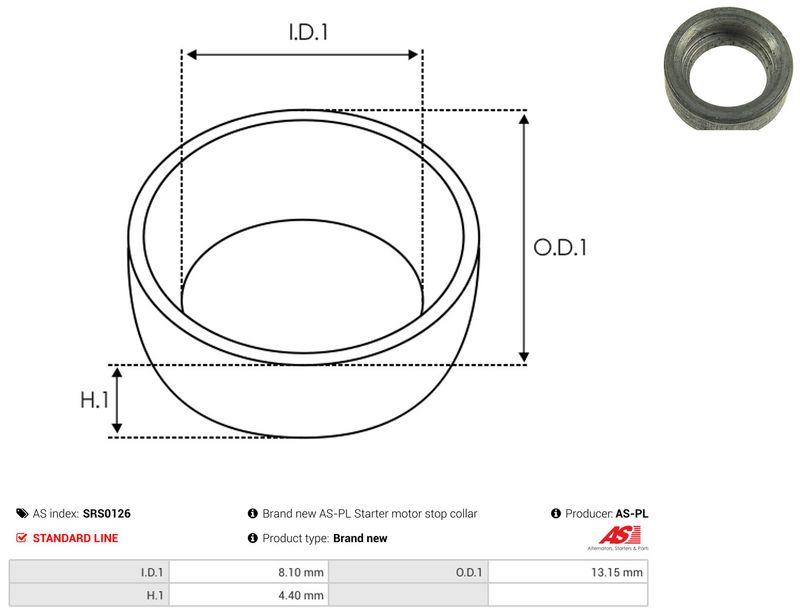 Remondikomplekt, Starter, AS-PL SRS0126