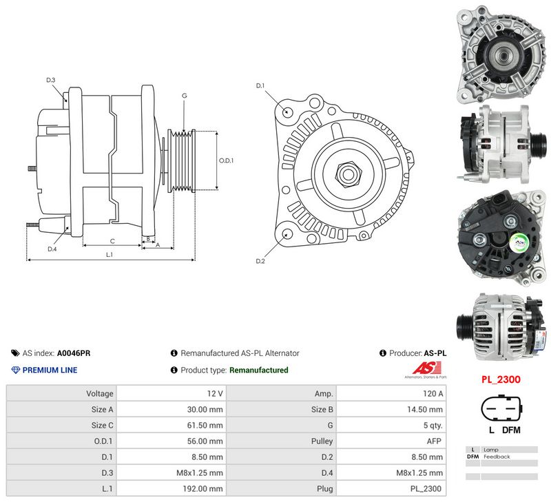 Generaator, AS-PL A0046PR