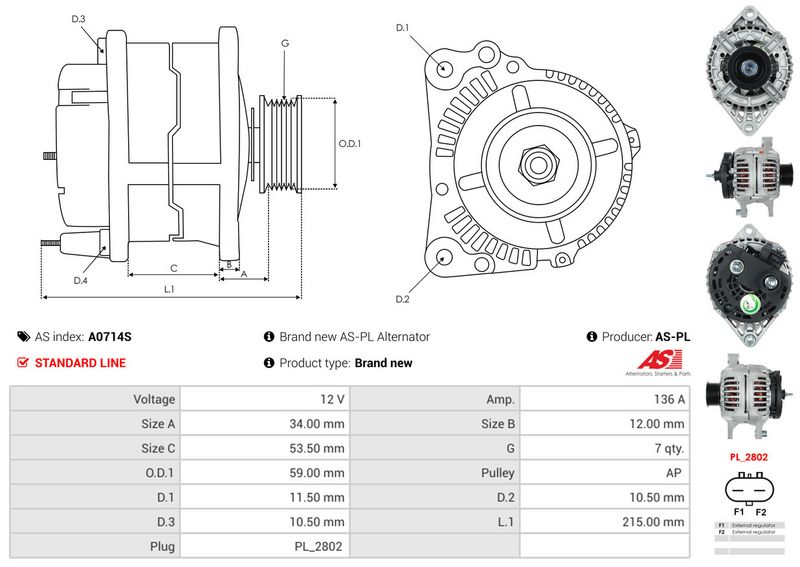 AS-PL A0714S Alternator