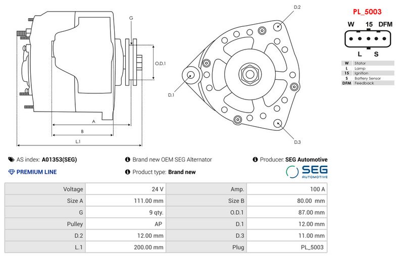 Brand new OEM SEG Alternator