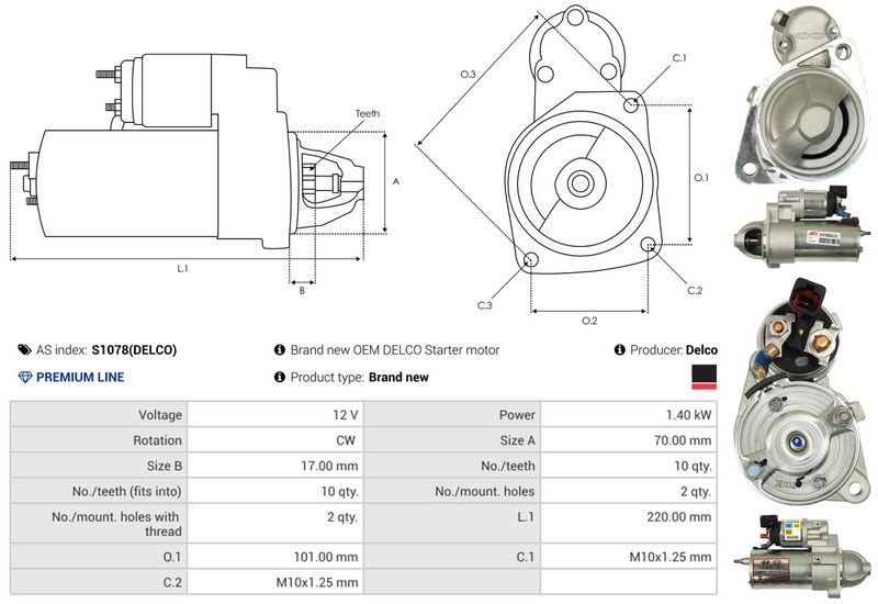 AS-PL S1078(DELCO) Starter
