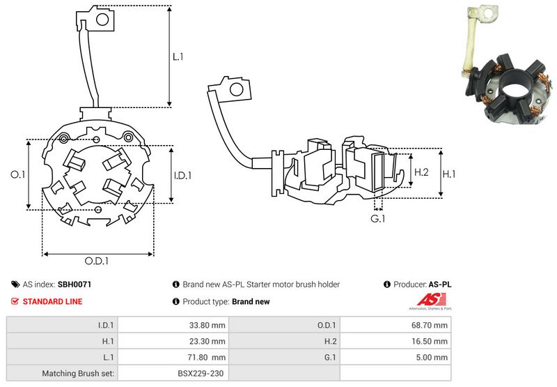 Kinnitus, süsinikuharjad, AS-PL SBH0071