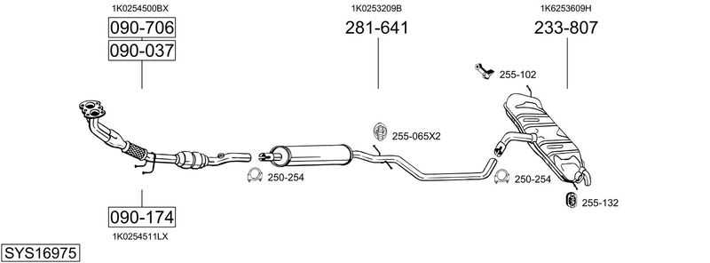 BOSAL kipufogórendszer SYS16975