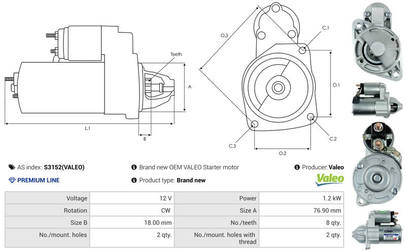 AS-PL S3152(VALEO) Starter