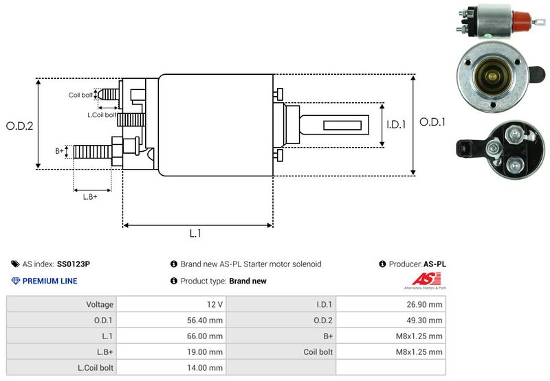 AS-PL SS0123P Solenoid Switch, starter