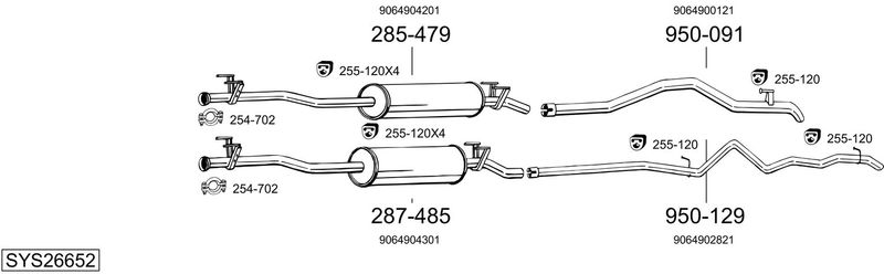 BOSAL kipufogórendszer SYS26652