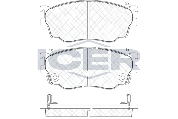 Комплект гальмівних накладок, дискове гальмо, Icer 181334