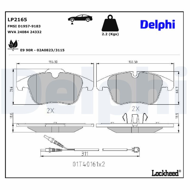 DELPHI LP2165 Brake Pad Set, disc brake