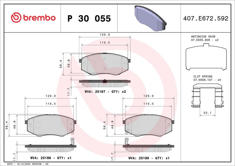 BREMBO P 30 055X Brake Pad Set, disc brake