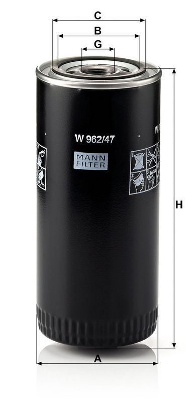Õlifilter, MANN-FILTER W 962, 47