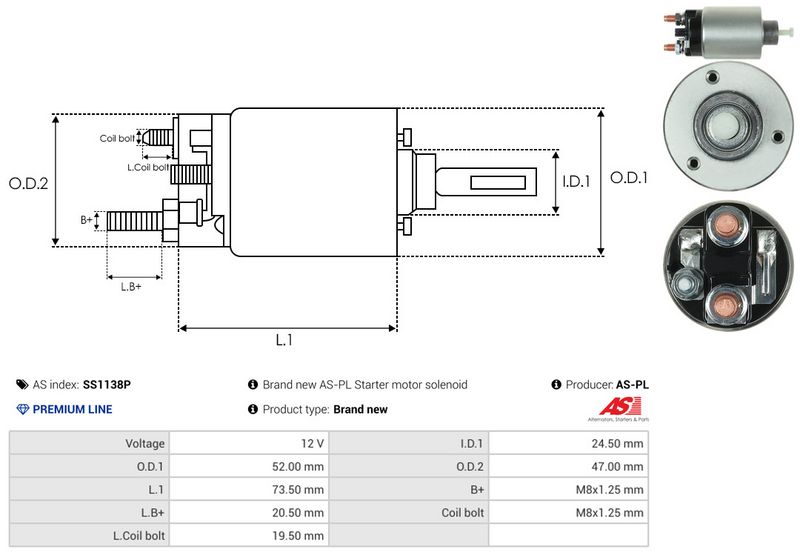 Magnetlülitus, starter, AS-PL SS1138P