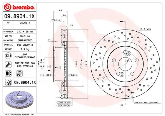 BREMBO Remschijf 09.8904.1X