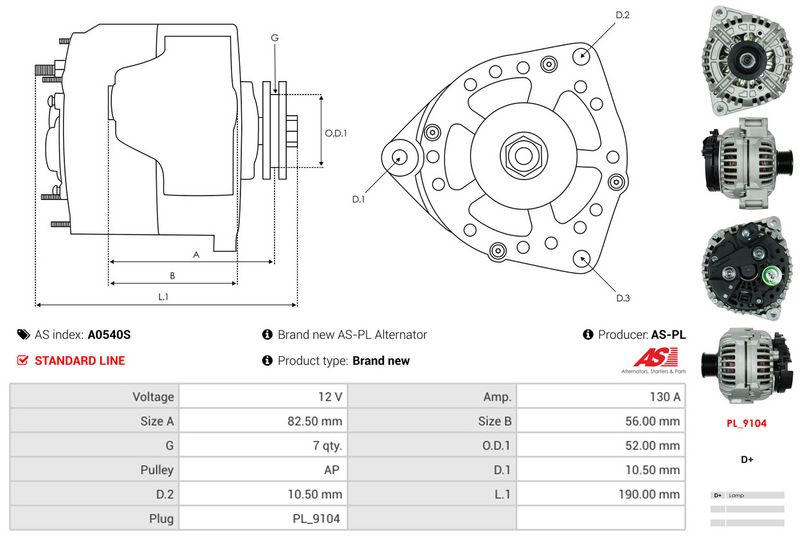 AS-PL A0540S Alternator