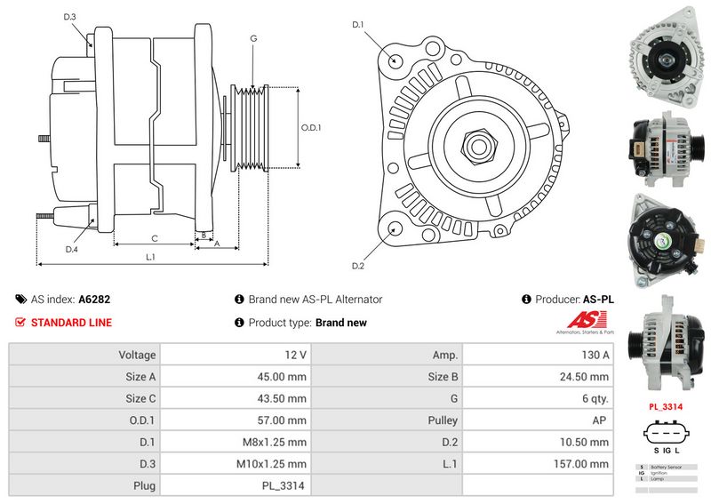 AS-PL A6282 Alternator