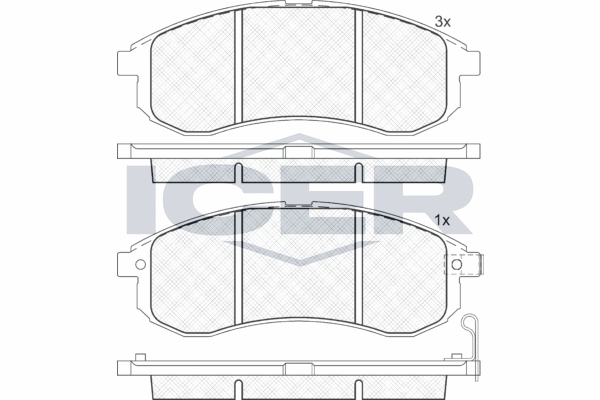 Комплект гальмівних накладок, дискове гальмо, Icer 181507