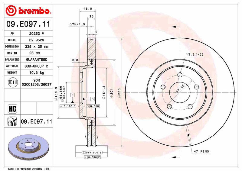 Гальмівний диск Brembo 09E09711