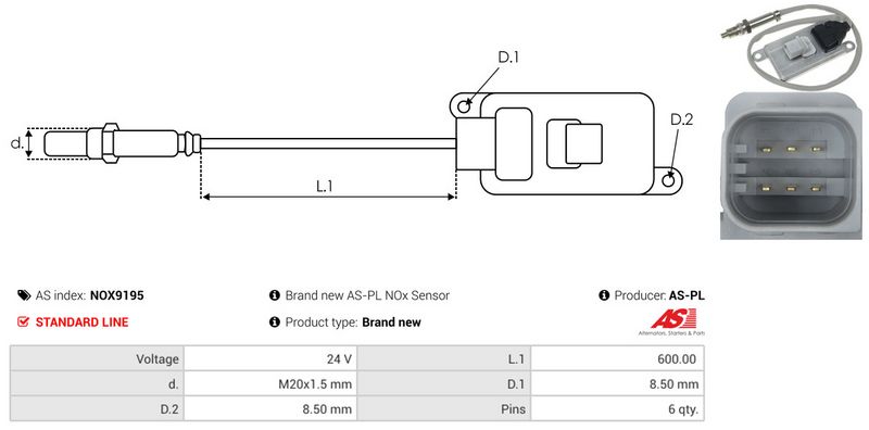 AS-PL NOX9195 NOx Sensor, urea injection