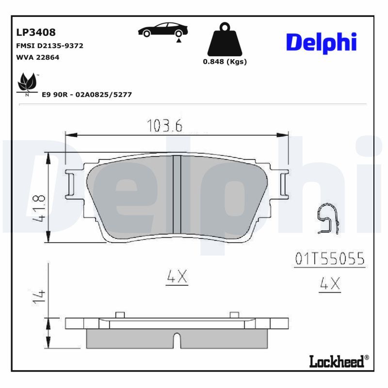 DELPHI LP3408 Brake Pad Set, disc brake