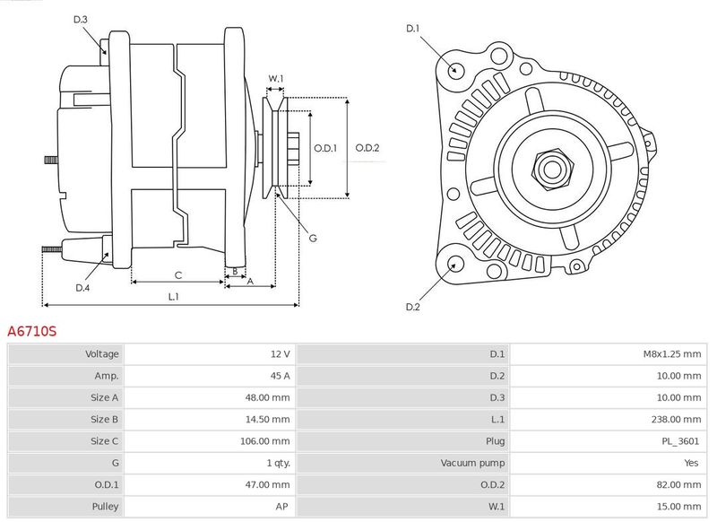 AS-PL A6710S Alternator
