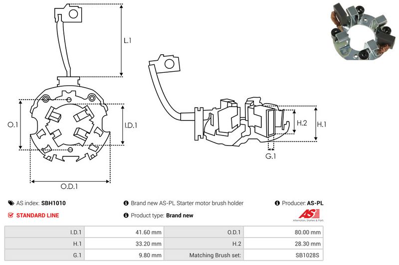 Kinnitus, süsinikuharjad, AS-PL SBH1010
