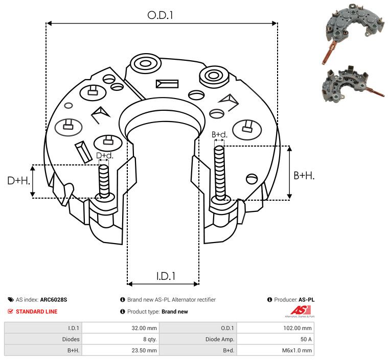 AS-PL ARC6028S Rectifier, alternator