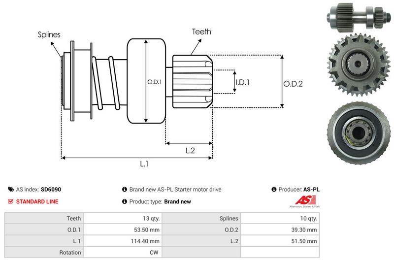 AS-PL SD6090 Freewheel Gear, starter