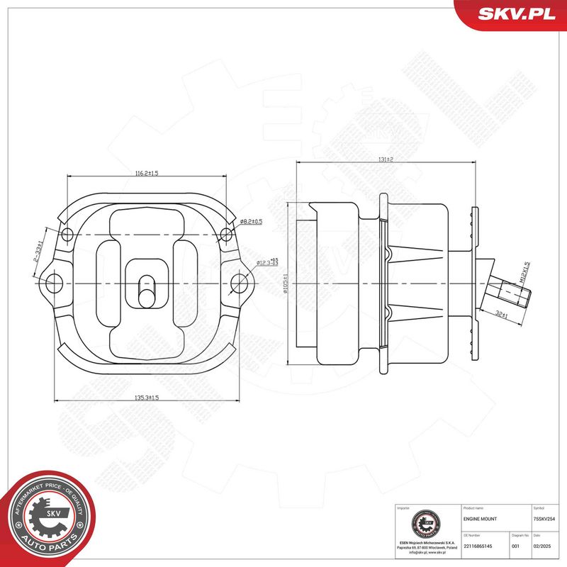 ESEN SKV 75SKV254 Mounting, engine
