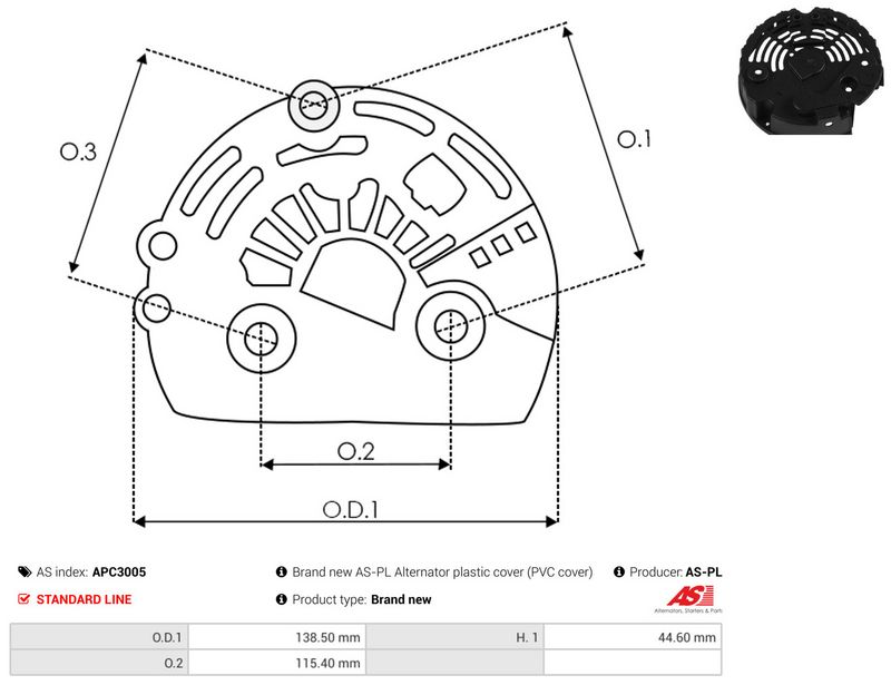 AS-PL APC3005 Protective Cap, alternator