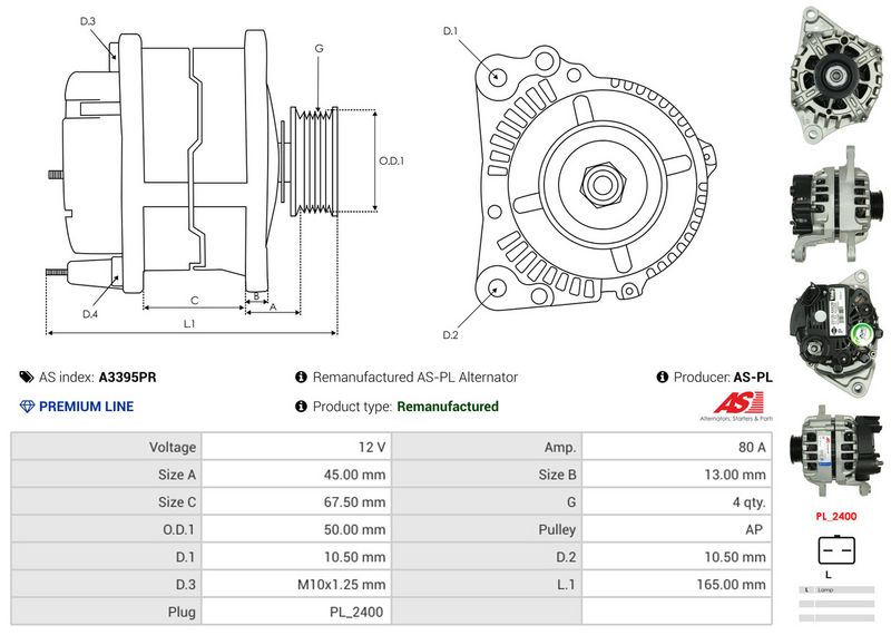 AS-PL A3395PR Alternator