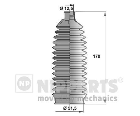 Комплект гофрованих кожухів, механізм рульового керування, Nipparts N2844010