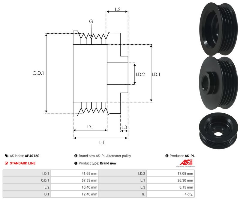 AS-PL AP4012S Belt Pulley, alternator