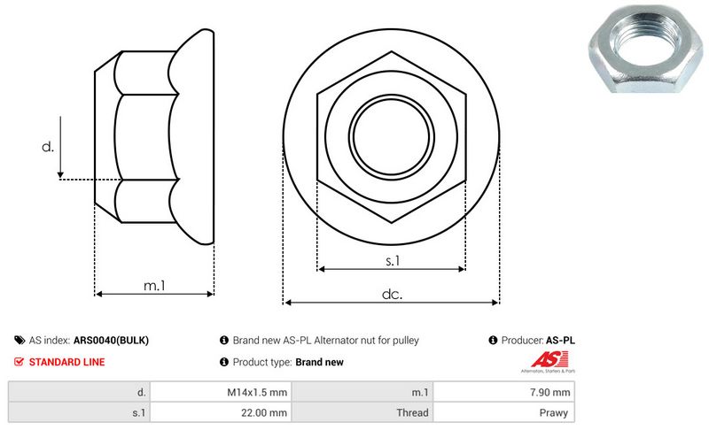 AS-PL ARS0040(BULK) Repair Set, alternator