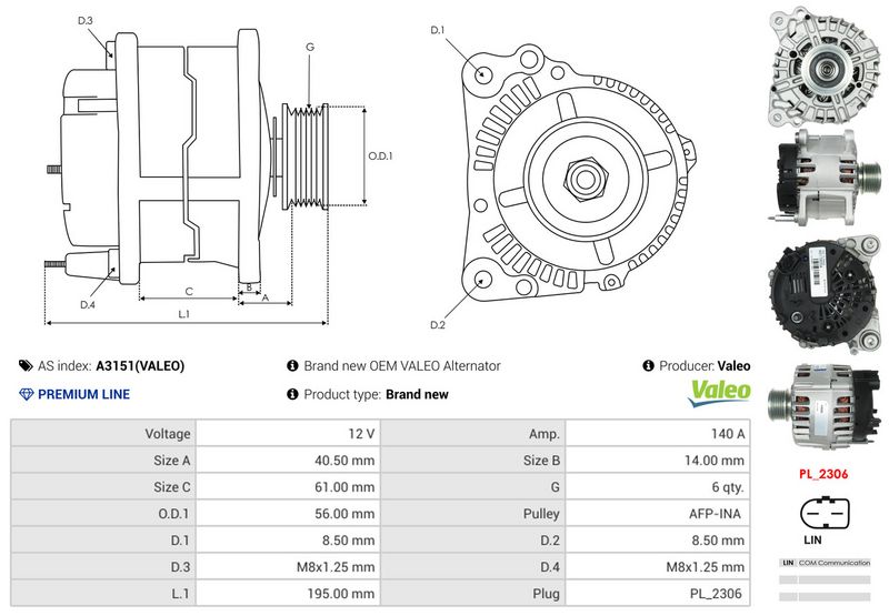 AS-PL A3151(VALEO) Alternator