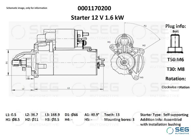 SEG Automotive 0001170200 Starter