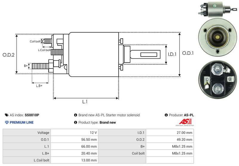 AS-PL SS0010P Solenoid Switch, starter