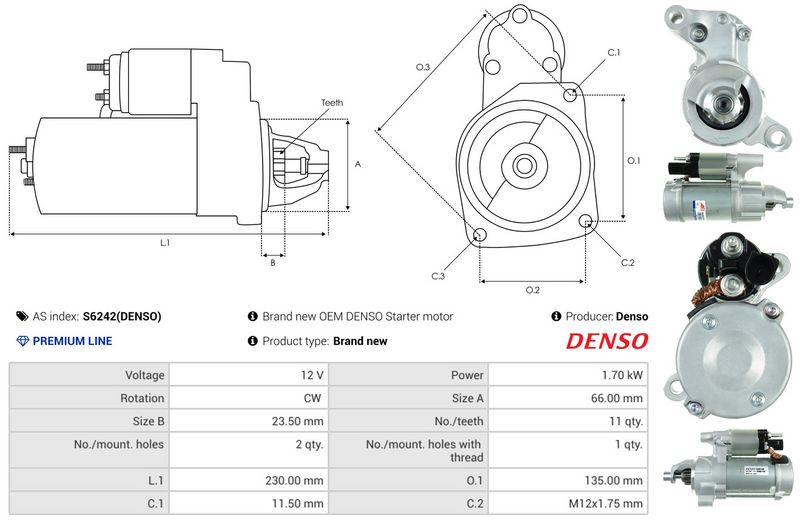 AS-PL S6242(DENSO) Starter