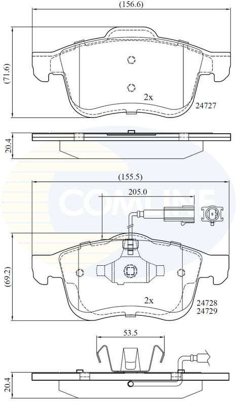 Комплект гальмівних накладок, дискове гальмо, Comline CBP12032