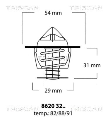 Термостат, охолоджувальна рідина, Triscan 86203288