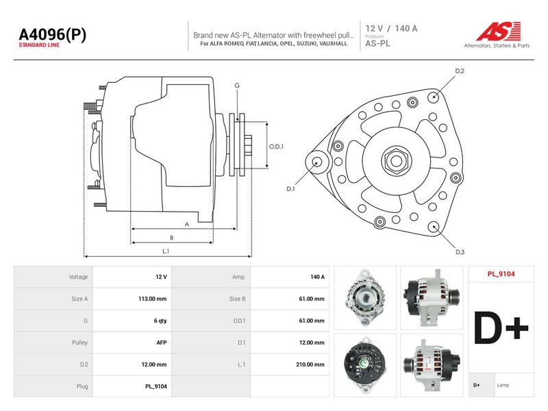 Generaator, AS-PL A4096(P)
