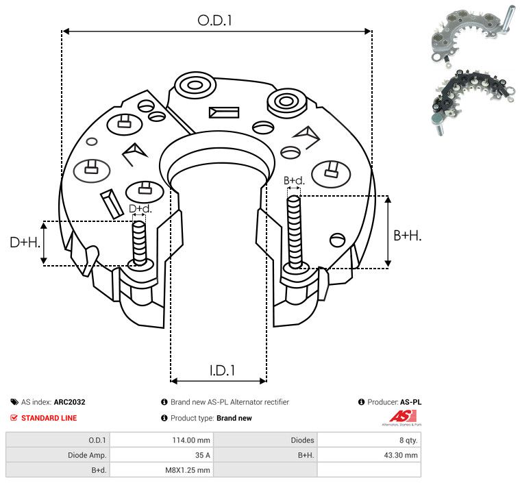 AS-PL ARC2032 Rectifier, alternator