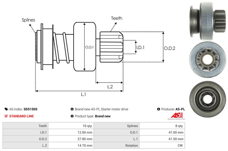 AS-PL SD5150S Freewheel Gear, starter