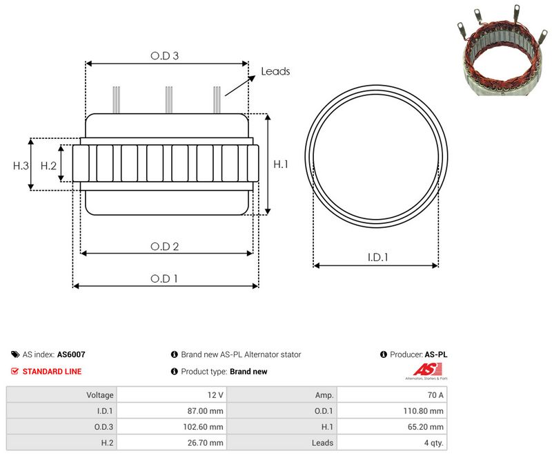 Staator, generaator, AS-PL AS6007