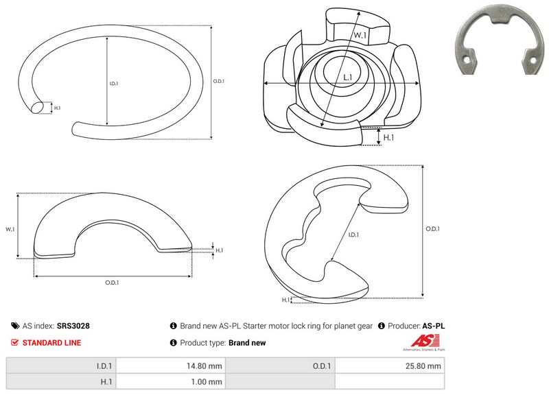 AS-PL SRS3028 Repair Kit, starter